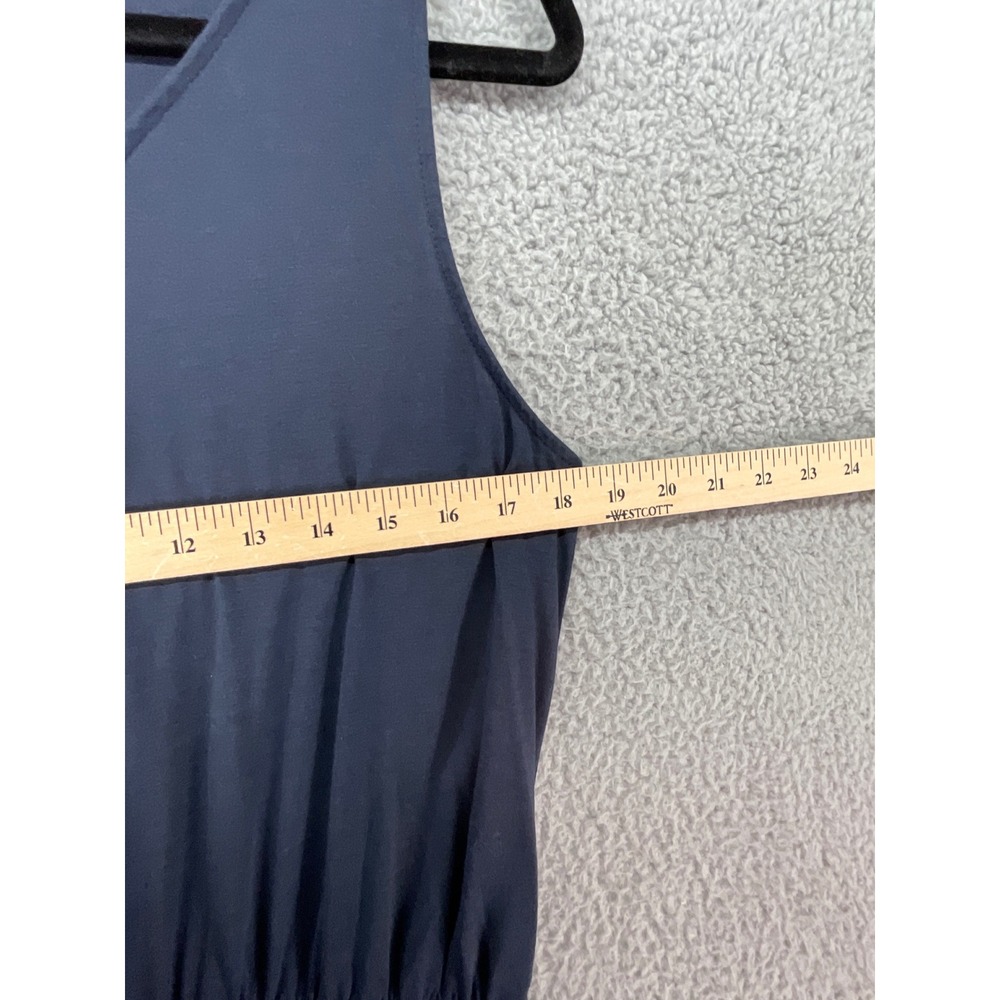 Garnet Hill Maxi Dress Womens Large Blue Smocked Organic Cotton Tencel Lagenlook - Picture 4 of 8